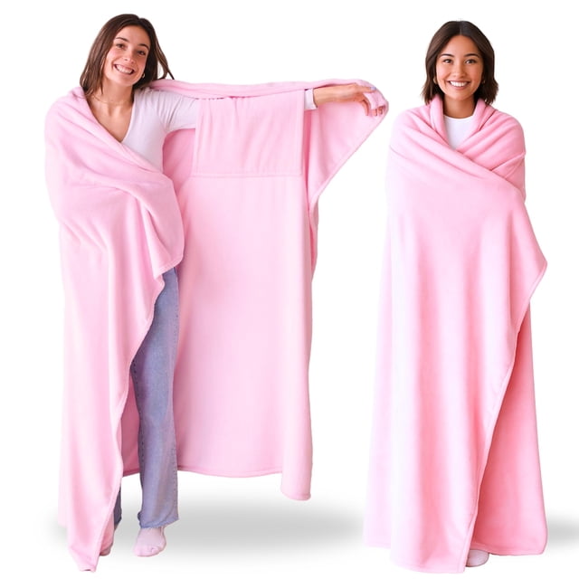 Manta portátil Super Blanky para mujeres y hombres, color rosa bebé