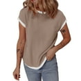 thumbnail image 1 of JIUKE Womens T Shirts Short Sleeve Color Block Summer Top Round Neck Loose Fitted Textured Blouses Top, 1 of 5