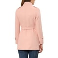 thumbnail image 4 of MODA NOVA Juniors Stand Collar Double Breasted Mid Length Winter Trenchcoat Pink XL, 4 of 6