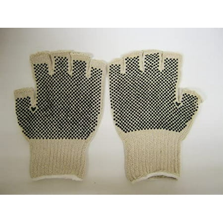 

12-Pack of Cordova 3856L Standard Weight Work Gloves Fingerless Natural Poly/Cotton Machine Knit 2-Side PVC Dots Large