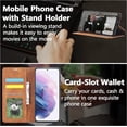 thumbnail image 2 of Premium PU Leather Flip Folio Case for Samsung Galaxy S23 Plus, Magnetic Closure Protective Case Kickstand Card Cash Slot Shockproof Durable Wallet Cover Soft TPU Inner Phone Case - Brown, 2 of 17