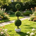 thumbnail image 1 of YiJuHui Artificial Topiary Trees Outdoor Indoor, Boxwood Topiary Ball Potted Plant, Realistic Faux Greenery Decor, Low Maintenance Evergreen Shrub for Porch Entryway Living Room Home Office Decor, 1 of 8