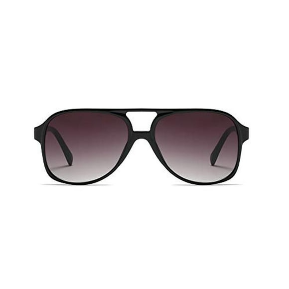 Vintage Retro 70s Sunglasses for Women Men Classic Large Squared Aviator Frame UV400 Trendy Orange Glasses (Black, 60) Freckles Mark Freckles Mark