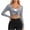 Gray, variant on Women's Short Sleeve Wrap Cardigan Yoga Cover Up Casual Cropped Top with Hood Comfortable Sports Leisure Tops, Navy L