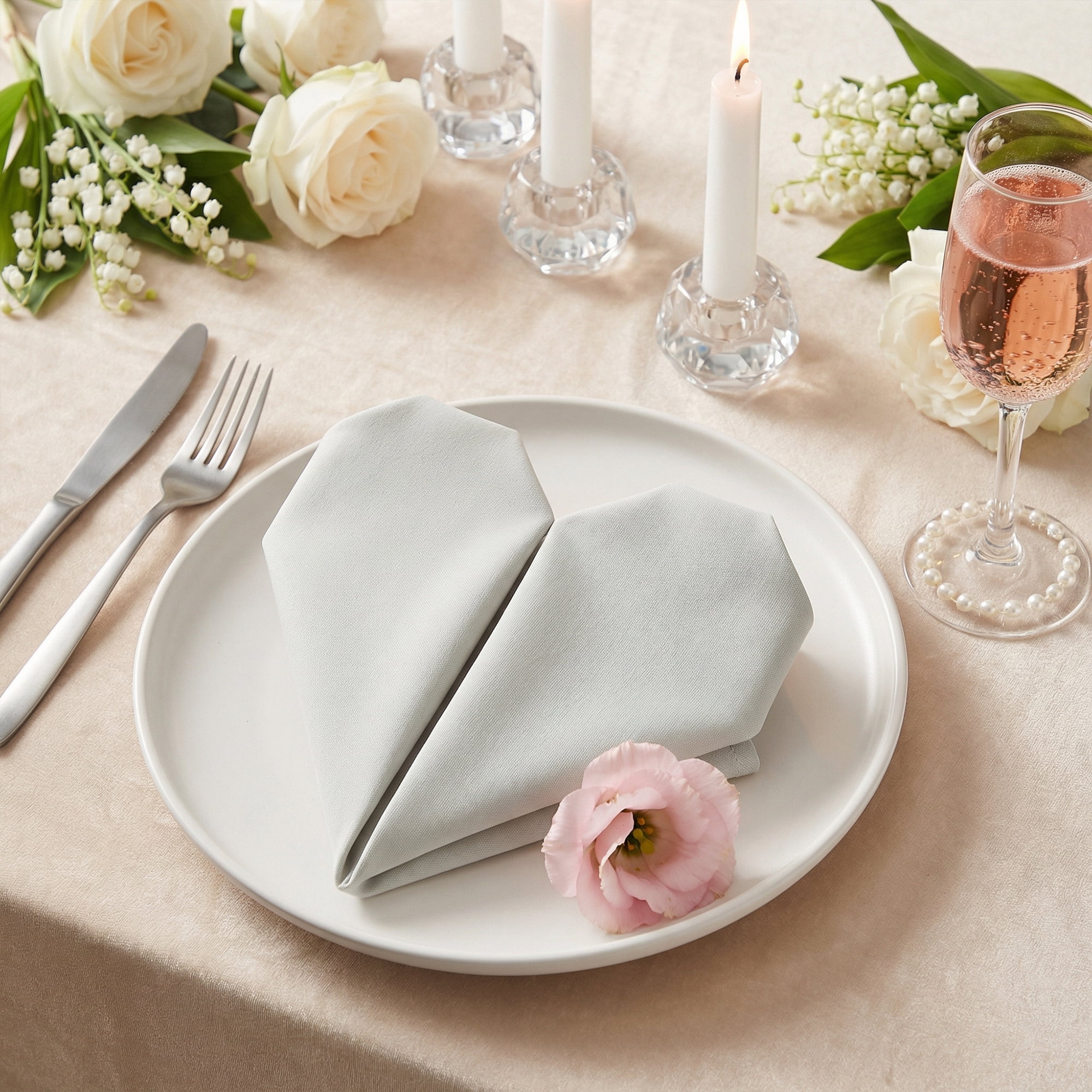 Unique Bargains 12Pcs  Washable Reusable Party Cloth Napkins Silver Gray 17x17inch