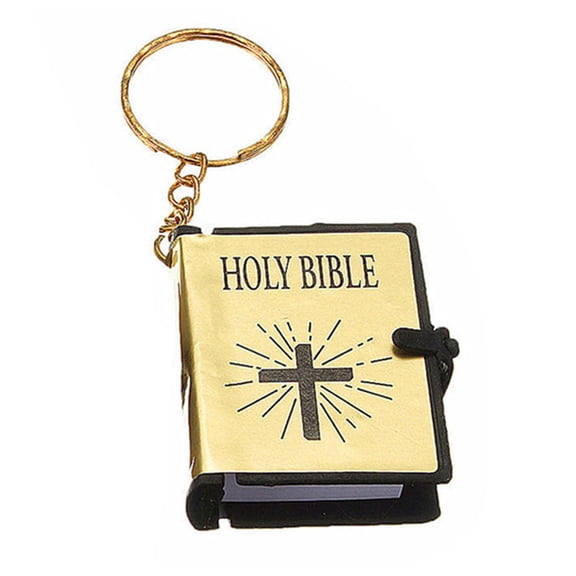 UDIYO Mini Religious Christian Holy Bible Book Hanging Pendant Keychain Keyring Holder