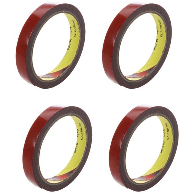 4 rollos de espuma adhesiva de doble cara permanentes y superfuertes para coche, rojo, 15 mm x 3 metros
