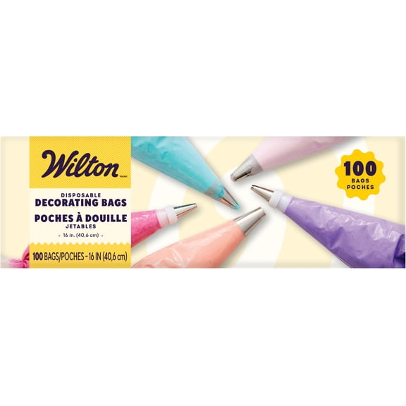 WILTON DISPOSABLE DECORATING BAGS 100CT 16 INCH