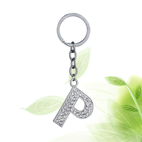LABSERRON Key Chain Charm Initial Letter P 1Pack Zinc Alloy Rhinestones Bag Keyring for Women's Handbag Decoration