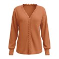 thumbnail image 5 of yillto Womens Tops Lace V Neck Ribbed Long Sleeve Dressy Fashion Elegant Loose Blouses Sweater, 5 of 6