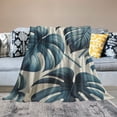thumbnail image 2 of JRXY Flannel Fleece Blanket Tropical Leaf Palm Pattern Anti-Pilling Soft Cozy Lightweight Durable White, 2 of 6