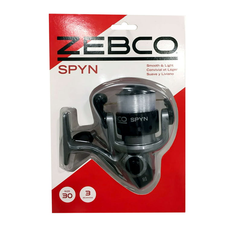 Zebco Spyn Spinning Fishing Reel, Size 30 Reel, Silver/Black, Clam