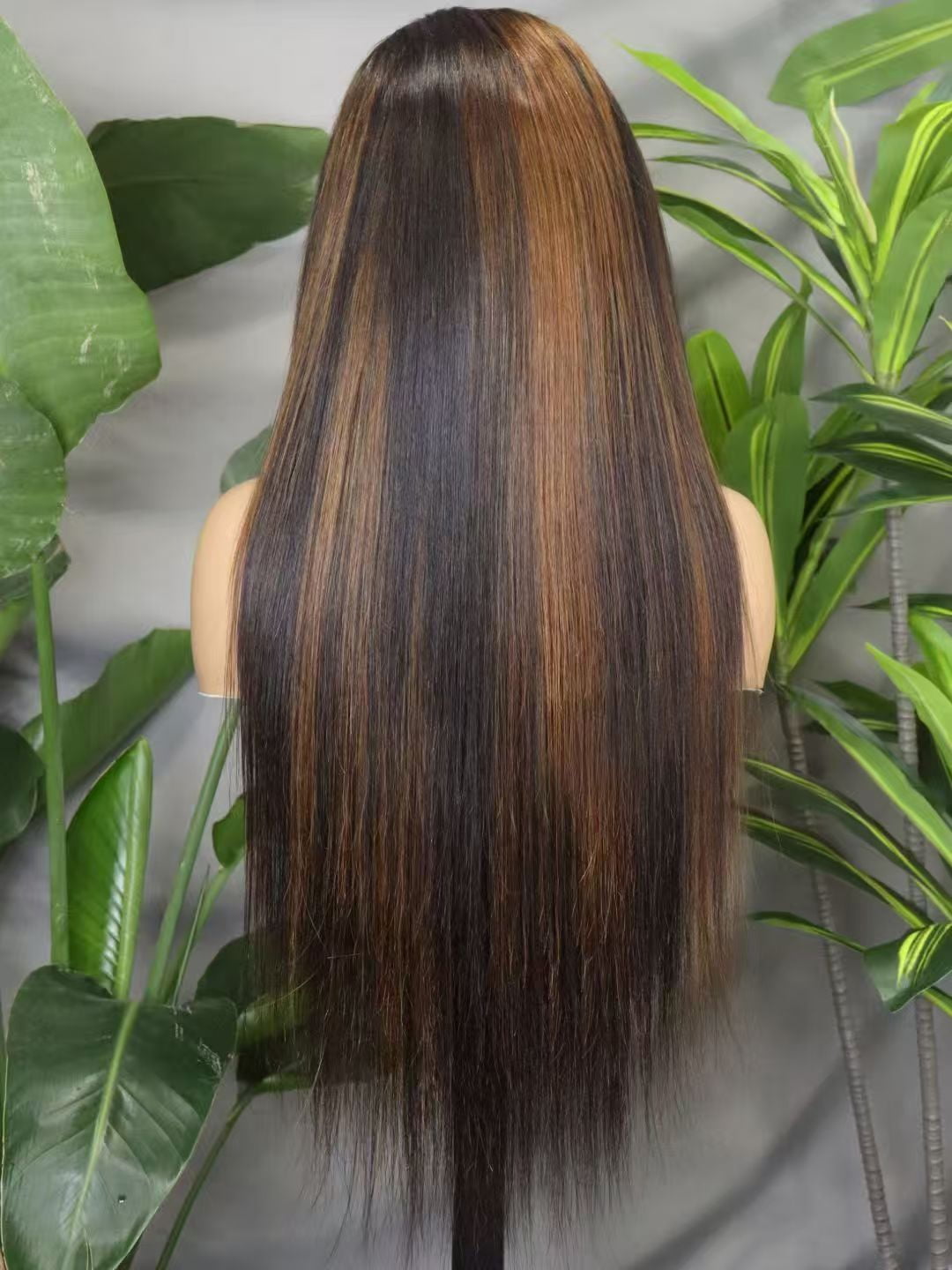 Hidden Strap Straight 360 Full Lace Front Wig Human Hair Glueless Wigs 26inch Pre Plucked 250% Density OP1B/4# HIGHLIGHT Color Wig With Drawstring HD Full Lace Human Hair Wigs