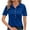 Blue, variant on AherBiu Short Sleeve Shirt for Women Half Button up Lapel V Neck Summer Casual Loose Fitted Tops Blouse