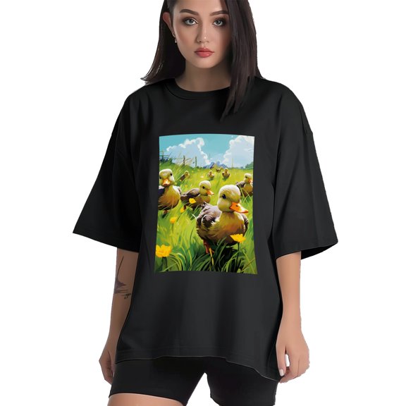 Plus Size Shirt for Women Black Tops for Women Short Sleeves Shirt for Women Duck T Shirt Crewneck Shirt for Women XS