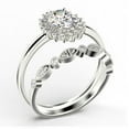 thumbnail image 3 of Beautiful Minimalist 2.00 Carat Oval Diamond Moissanite Engagement Ring, Halo Wedding Ring, One Matching Band in 925 Sterling Silver With Plain 18k White Gold Plating Band Gift For Her, 3 of 4