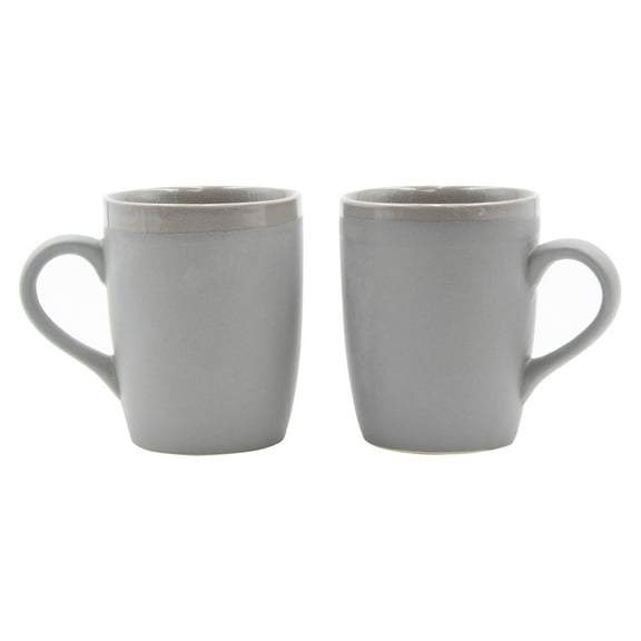 Grey Stoneware Mugs 10 Oz, Set of 2