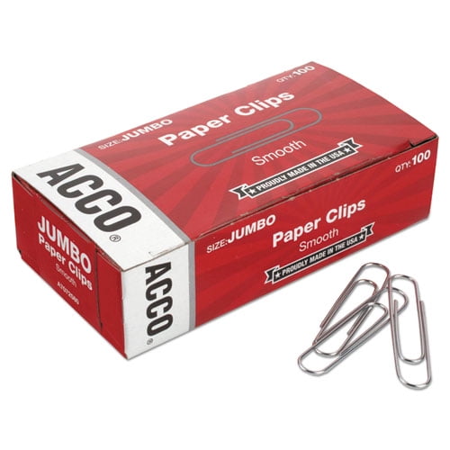 Steel 2 Inches Jumbo Pack of 1000 School Smart Smooth Paper Clip 