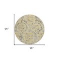 thumbnail image 3 of HomeRoots 585630 8 ft. Round Floral Washable Indoor & Outdoor Area Rug, Gold, Gray & Charcoal, 3 of 5