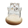 thumbnail image 4 of kowaku Glass Piggy Bank Money Saving Pot Ornament Festival Gift Cute Kitten Shaped Money Bank with Wooden Base for Shelf Living Room Clear, 4 of 9
