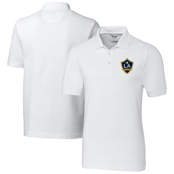 Men's-Cutter & Buck  White LA Galaxy Big & Tall Advantage Eco Tri-Blend Pique Polo