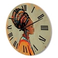 thumbnail image 3 of Designart 'Portrait of African American Woman With Turban III' Modern Wood Wall Clock, 3 of 5