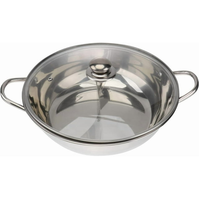Yazoeia Hot Pot Dual Pot Chinese Shabu Shabu Japanese Shabu Shabu Hot Pot Shabu Shabu with Lid Sichuan Hot Pot Divided Stockpots Divided Hotpot Pan Electric Frying Pan Double CJC912-138791