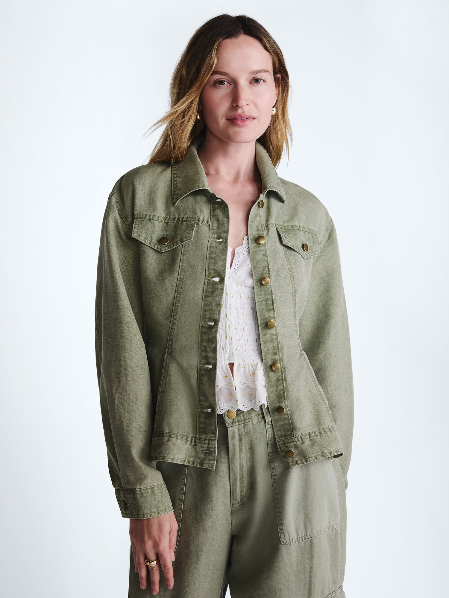Scoop Women's Peplum Trucker Jacket, Sizes XS-XXL
