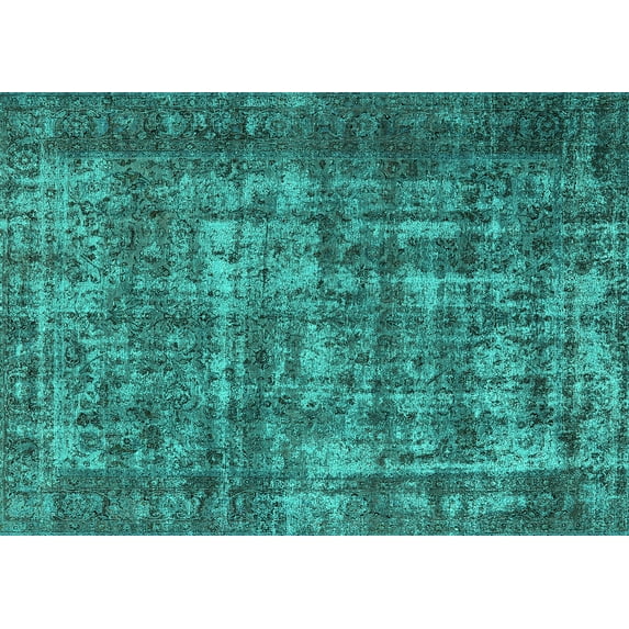 Ahgly Company Indoor Rectangle Oriental Turquoise Blue Industrial Area Rugs, 4' x 6'