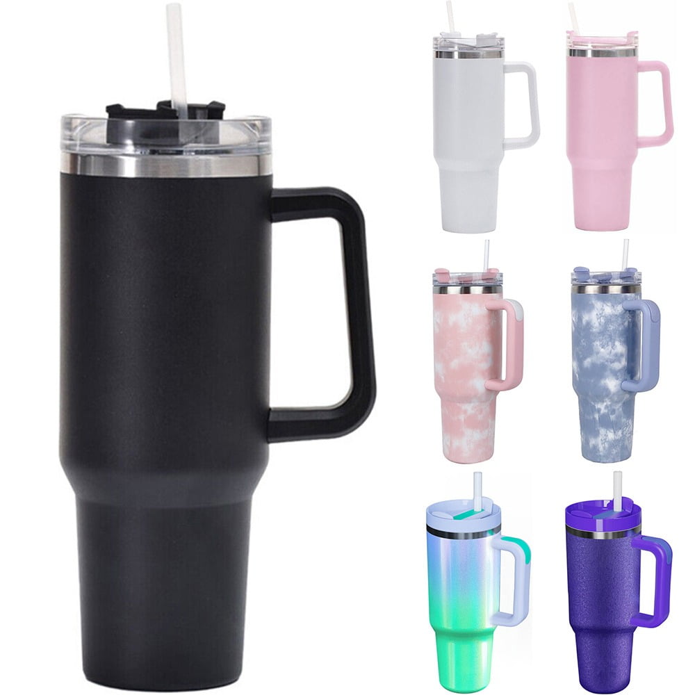 Gobelet Isotherme en Acier Inoxydable de 40oz avec Couvercle et Paille pour Eau, Thé Glacé Ou Café, Smoothie