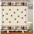 thumbnail image 6 of 4PCS/SET Farmhouse Shower Curtain, Brown Barn Star Western Texas Star Outhouse Birdhouse Pip Berry Vine Country Rustic Bathroom Decor, Non-slip Bath Rugs Toilet Mats, Primitive House, 6 of 7