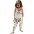 thumbnail image 2 of ITSAME Easter Toddler Girls Jumpsuit, Waist-Cinched Cute Bunny Print Spaghetti Strap Holiday Casual Romper Green 2T, 2 of 7