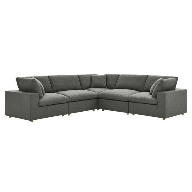 Modway Commix Canapé Sectionnel 5 Pcs Surrembourré Rempli de Duvet Gris