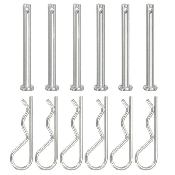 Uxcell 6 Pcs Clevis Pin with R Shaped Spring Cotter M5x50mm Single Hole Clevis Pin with R - Clip Fits for Automotive