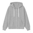 thumbnail image 6 of thefmos Women's Casual Zip Up Hoodie Sweatshirt Solid Color Long Sleeve Drawstring Hooded Jacket Fall Winter Outfit, Gray S, 6 of 6