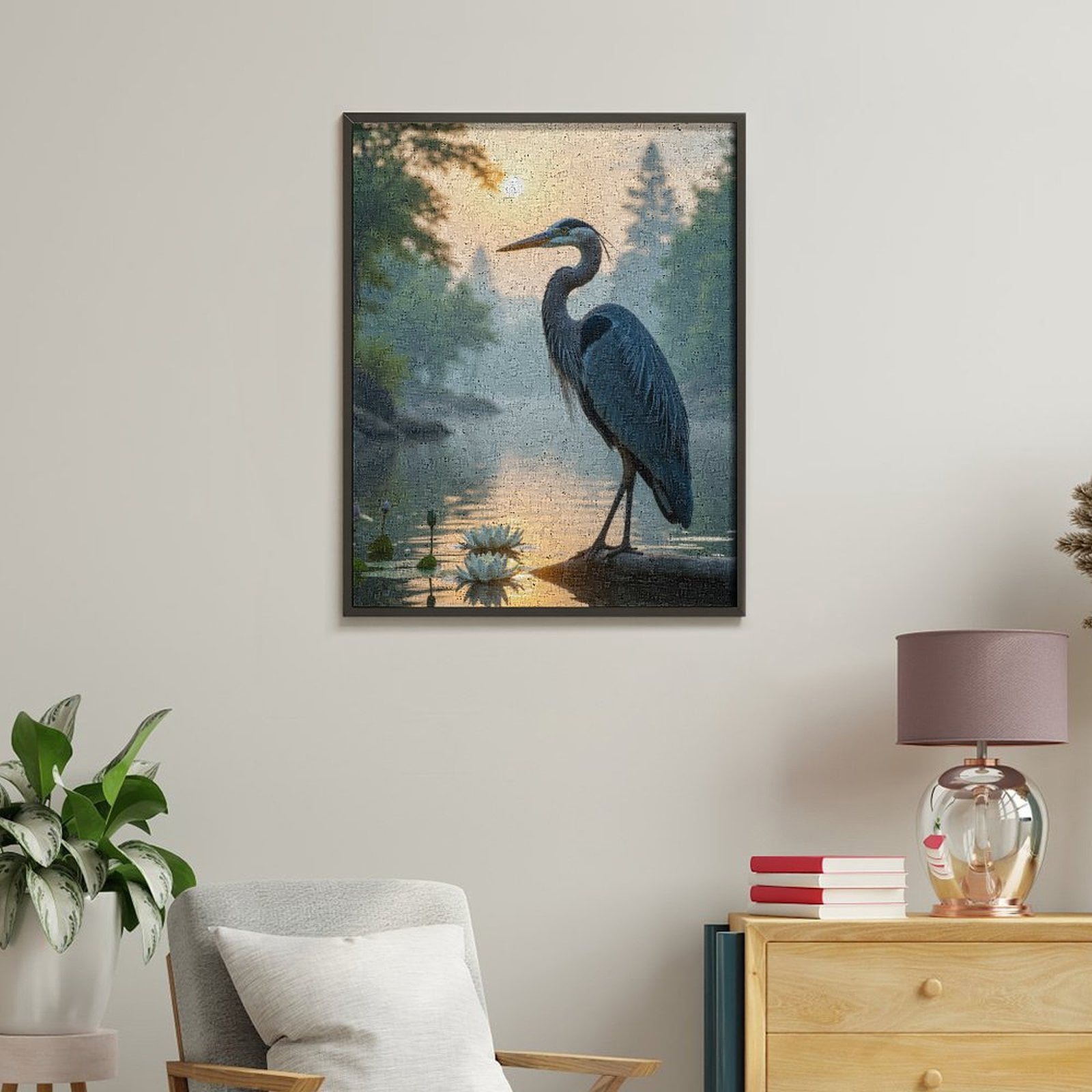 Paint by Numbers Kit for Adults, Heron Serenity Sunrise Waterscape Paint by Numbers, Easy Paint by Numbers Kit for Adults Beginner, DIY Adult Paint by Number Kits on Canvas, 12x16in Home Decor
