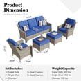 thumbnail image 2 of XIZZI Outdoor Patio Furniture Set PE Wicker Rattan 3 Seat Sofa Conversation Set with Chair and Ottoman,Blue, 2 of 7