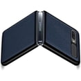 thumbnail image 4 of Galaxy Z Flip/Z Flip 5G Case,Ultra Slim Thin Litche Partten Premium Genuine Leather Shook-Proof Bumper Protective Cover Case for Samsung Galaxy Z Flip (2020),Dark Blue, 4 of 9
