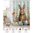 thumbnail image 5 of Easter Shower Curtain Bunny Eggs Flowers Shower Curtains for Bathroom Decor Green Plaid Spring Plants Bath Curtains Sets for Spring Easter Bathroom Decor Fabric Waterproof Extra Long 72" X 84", 5 of 5