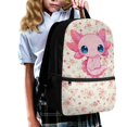 thumbnail image 2 of Jeiento Axolotl Kids Backpack Set of 5 for 9-12 Years Old Girls Cute 17 Inch Lightweight School Bag with Lunch Bag, Pencil Case and Bookmarks Breathable School Backpack, 2 of 8