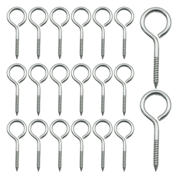 20Pcs M5 304 Stainless Steel Self-Tapping Screws, 2.76 Inch Screws Eye, Heavy Duty for Securing Cables and Wires Indoors and Outdoors