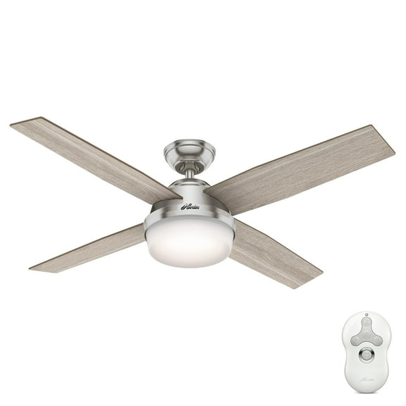 Restored Hunter Fan 52 inch Contemporary Indoor Brushed Nickel Ceiling Fan with Light Kit and Remote Control (Refurbished)