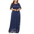 thumbnail image 4 of Eternatastic Womens Floral Lace 2/3 Sleeves Maxi Dress Evening Party Long Dress 3XL Deep Blue, 4 of 6