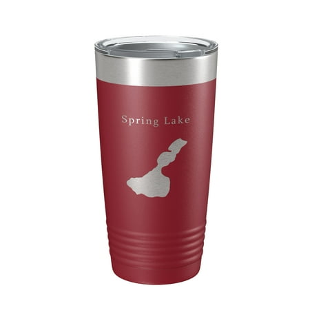 

Spring Lake Map Tumbler Travel Mug Insulated Laser Engraved Coffee Cup Wisconsin Waukesha County Town of Mukwonago 20 oz Maroon
