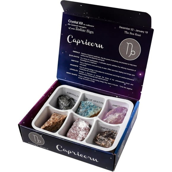Crystal Hideaway Capricorn Zodiac Sign Natural Healing Crystals Set Zodiac Gifts Real Crystals Spiritual Astrology Gifts for Women with Birthstones Horoscope Box Set