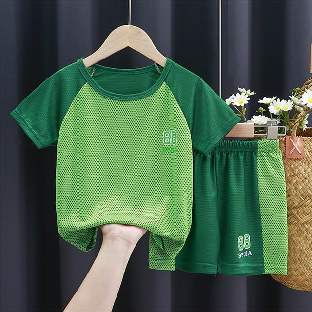 Vêtements Garçon Enfants T-Shirt à Manches Courtes Imprimé Hauts Shorts Décontractés Col Rond Vêtements d'Été Bébé Garçon 7-8 Ans Vêtements Bébé Garçon
