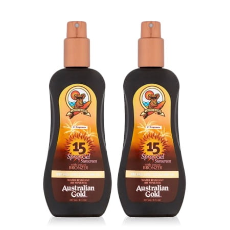 Klassificer skør eftertænksom 2 Pack) Australian Gold SPF 15 Spray Gel Sunscreen w/ Instant Bronzer, 8 FL  OZ - Walmart.com