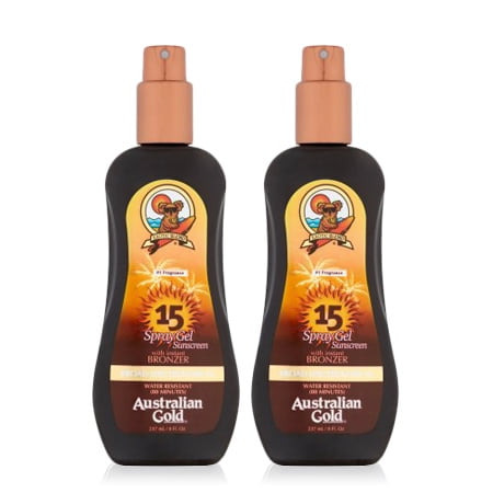 (2 Pack) Australian Gold SPF 15 Spray Gel Sunscreen w/ Instant Bronzer, 8 FL (Best Natural Sunscreen Australia)