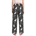 thumbnail image 3 of Dailycode Women's Pajama Pants Wide Leg Lounge Pj Bottoms With Pockets White and Black Cats, 3 of 7