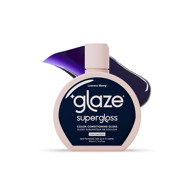 Brillo acondicionador de color Glaze Super Gloss – Ébano brillante para cabello negro natural – Enjuaga el brillo semipermanente para el cabello que mejora el color y aumenta el brillo y la hidratació